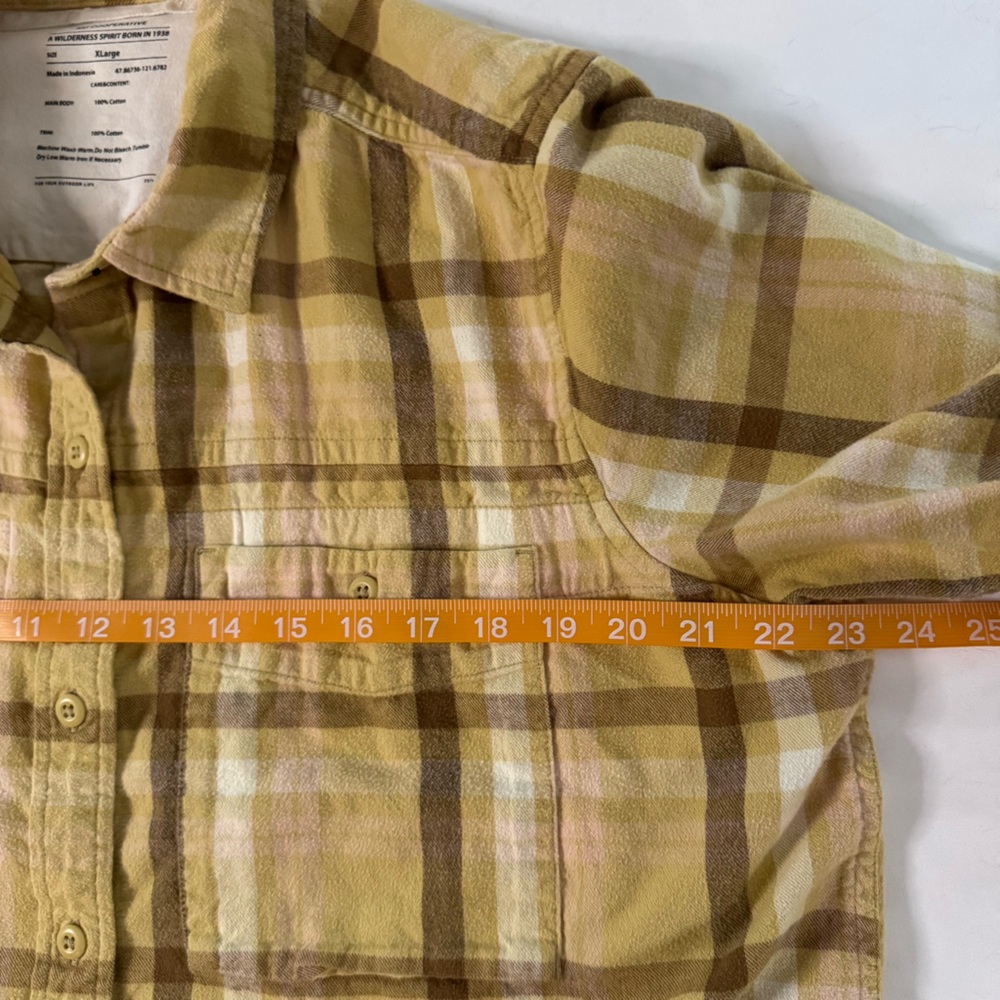 REI Coop Yellow Brown Plaid Wallace Lake Flannel Shirt Women Size XL Cotton - Picture 3 of 6